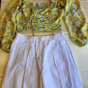 Yello and white pant outfit